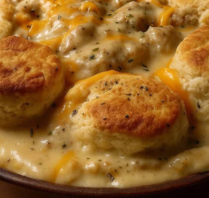 Biscuits & Gravy Hashbrown Auflauf